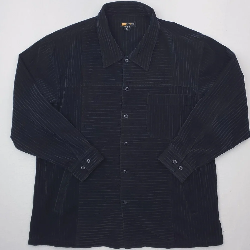 Vintage Godbody Track Suit Mens 2XL Blue Corduroy Velour Wide Wale Hip Hop Y2K